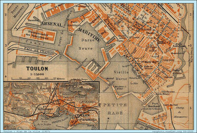 1907 -Toulon- Plan de Ville Sud Est
