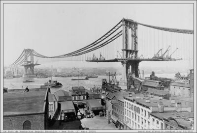 USA 1909 NY Manhattan Bridge Construction

